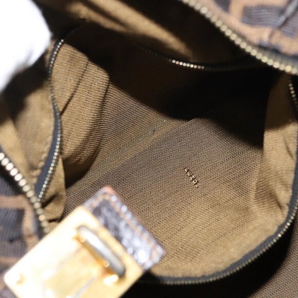 FENDI Zucca Canvas Vanity Bag Black Brown Auth 147545 - Picture 13 of 16